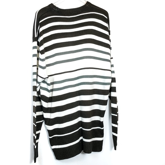 Koman Brown and Cream Striped Pullover Sweater - Picture 6 of 6